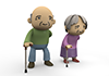 Elderly couple ｜ Smile ｜ Wand ――Free illustration material ―― Medical care ｜ Nursing care ｜ Hospital ｜ Person