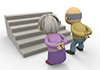 Stairs ｜ Elderly ｜ Difficult ――Free illustration material ―― Medical care ｜ Nursing care ｜ Hospital ｜ People