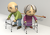 Nursing care products ｜ Walking ｜ Elderly people ――Free illustration material ―― Medical care ｜ Nursing care ｜ Hospital ｜ People