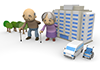 Nursing care facility / wheelchair / taxi --Free illustration material --Medical care | Nursing care | Hospital | Person