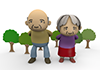 Elderly ｜ Grandfather ｜ Grandmother ――Free illustration material ―― Medical care ｜ Nursing care ｜ Hospital ｜ People