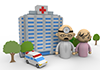 Nurse ｜ Ambulance ｜ Large Hospital ｜ White Coat / Uniform ｜ Command / Brain ――Free Illustration Material ――Medical Care ｜ Nursing Care ｜ Hospital ｜ Person