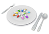 Medicine ｜ Meals ｜ Forks / Spoons / Knives ｜ Medical Equipment / Technology ｜ Businessmen / Office Workers ――Free Illustration Material ――Medical ｜ Nursing ｜ Hospital ｜ People