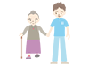 Grandma Walk / Nursing Staff ｜ Exercise ｜ Medical Care ｜ Nursing Care / Welfare ｜ Free Illustrations